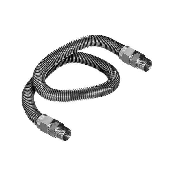 Flextron Gas Line Hose 5/8'' O.D. x 48'' Length with 1/2" MIP Fittings, Stainless Steel Flexible Connector FTGC-SS12-48A - main